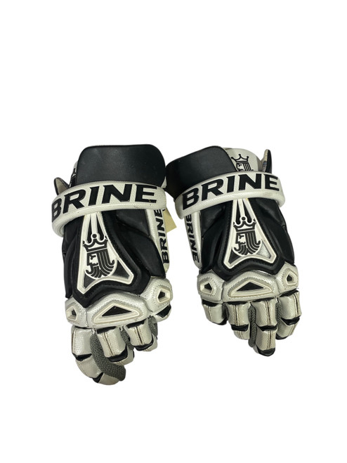 Vist Large View of Product Image Which is Used Brine King Lacrosse Gloves White Medium, back view
