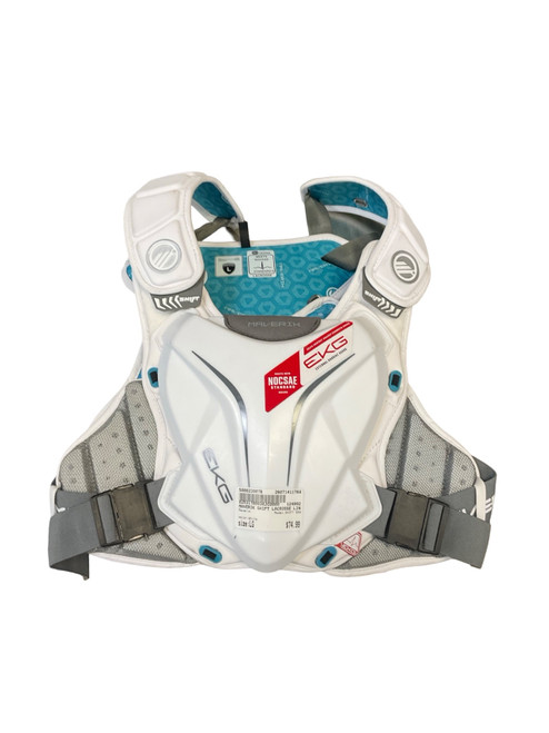 Vist Large View of Product Image Which is Used Maverik SHIFT EKG Lacrosse Shoulder Pads White LG