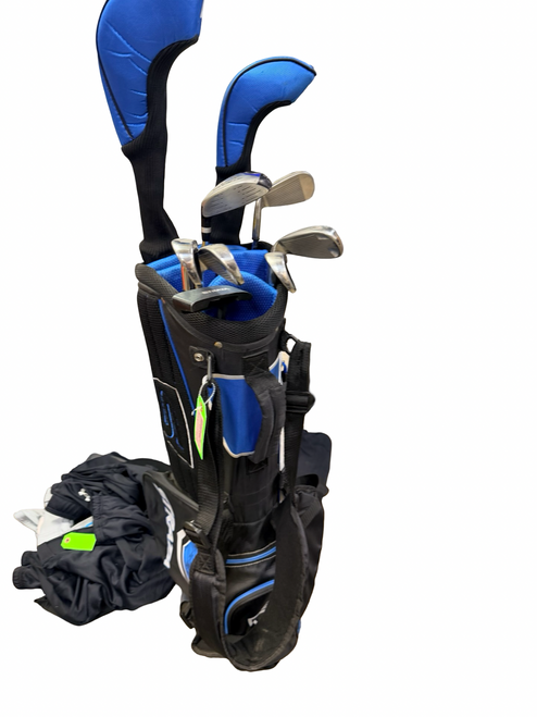 Vist Large View of Product Image Which is Used Strata Mens Golf Package Set RH Black And Royal Blue 9-Piece