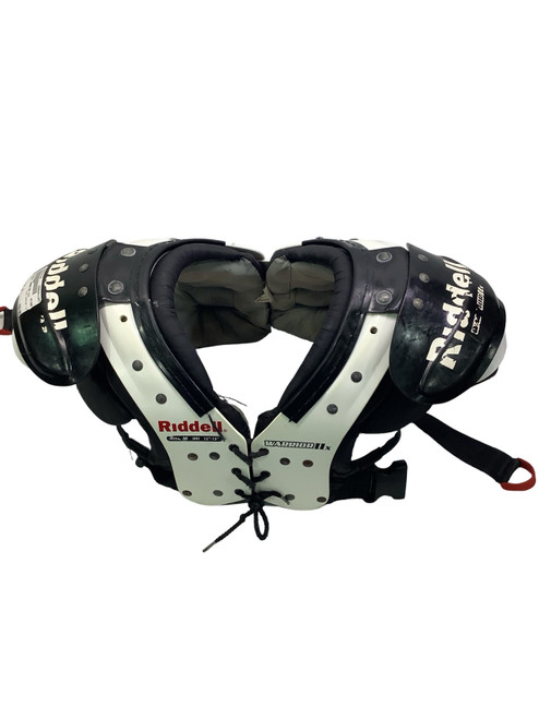 Vist Large View of Product Image Which is Used Riddell WARRIOR IIX FB Shoulder Pads White MD