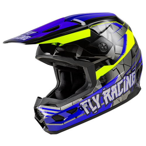 New Fly Racing Kinetic Motocross Helmet Scorched Blue- Youth MD 11218-44173-8665YM