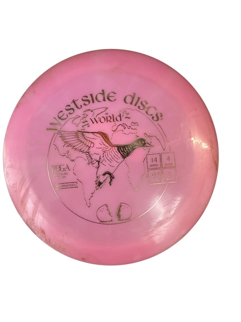 Vist Large View of Product Image Which is Used Westside WORLD Disc Golf Driver Pink 173g