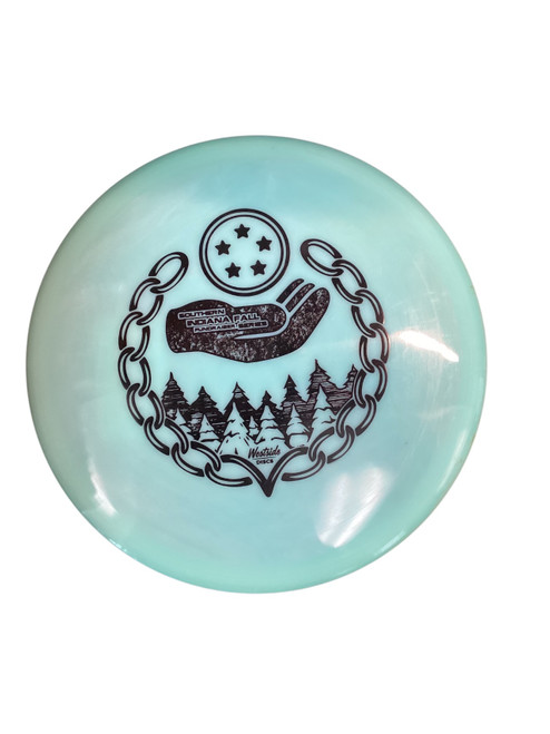 Vist Large View of Product Image Which is Used Westside WARSHIP Disc Golf Mid Range Teal 176g
