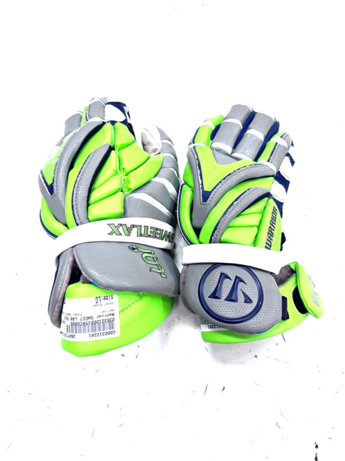 Vist Large View of Product Image Which is Used Warrior SWEET LAX EVO Lacrosse Gloves Mens Green LG