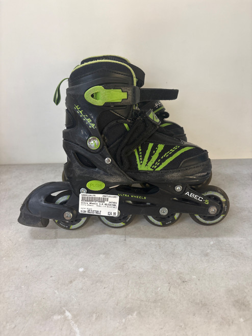 Vist Large View of Product Image Which is Used Ultra Wheels 1-4 ADJUSTABLE Junior Rec Fitness Skates Black Adjustable