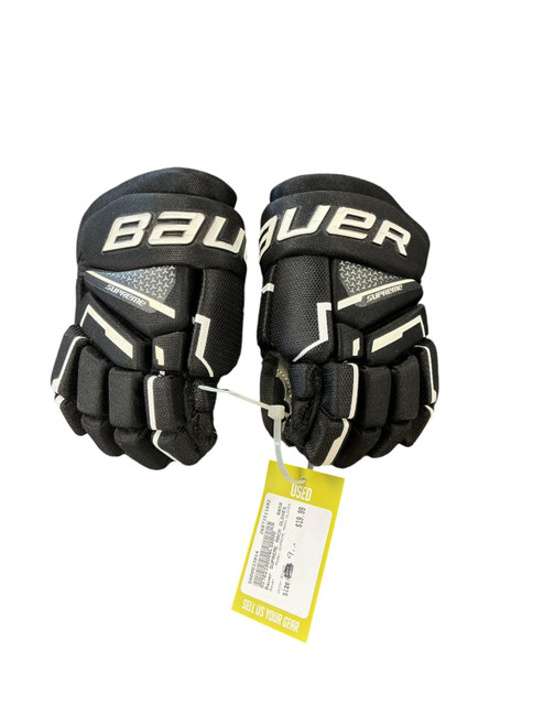 Vist Large View of Product Image Which is Used Bauer SUPREME MACH GLOVES Youth Gloves Black 9"