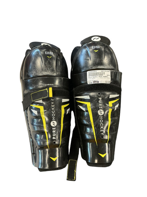 Vist Large View of Product Image Which is Used Pure Hockey SHIN GUARDS Junior Shin Guards Black 12"
