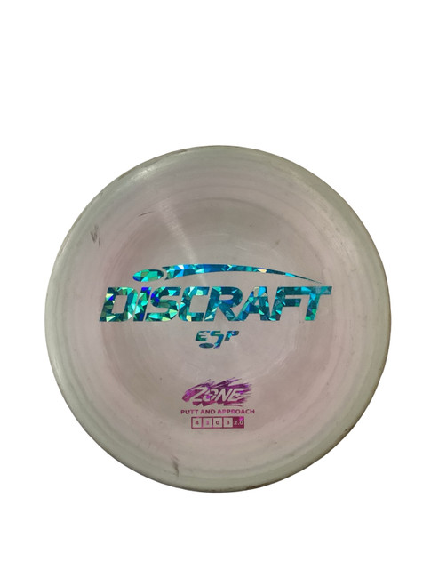 Vist Large View of Product Image Which is Used Discraft ZONE ESP Disc Golf Putter Cream White