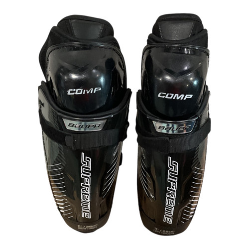 Vist Large View of Product Image Which is Used Bauer SUPREME COMP Junior Shin Guards Black 11"