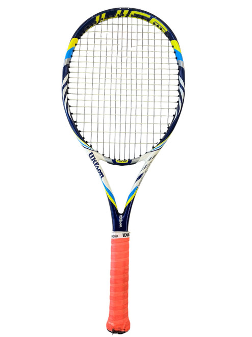 Vist Large View of Product Image Which is Used Wilson JUICE 108 Adult Tennis Racquet Navy Blue 4 3/8"