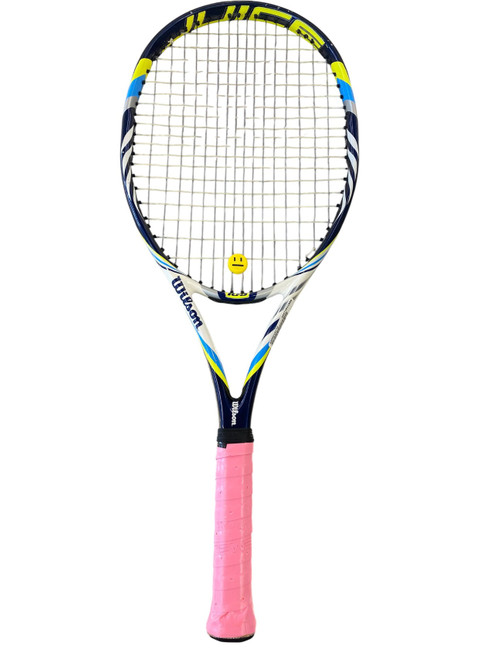 Vist Large View of Product Image Which is Used Wilson JUICE 108 Adult Tennis Racquet Navy Blue 4 3/8"