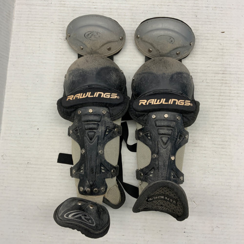 Vist Large View of Product Image Which is Used Rawlings Catchers Leg Guards Black Junior