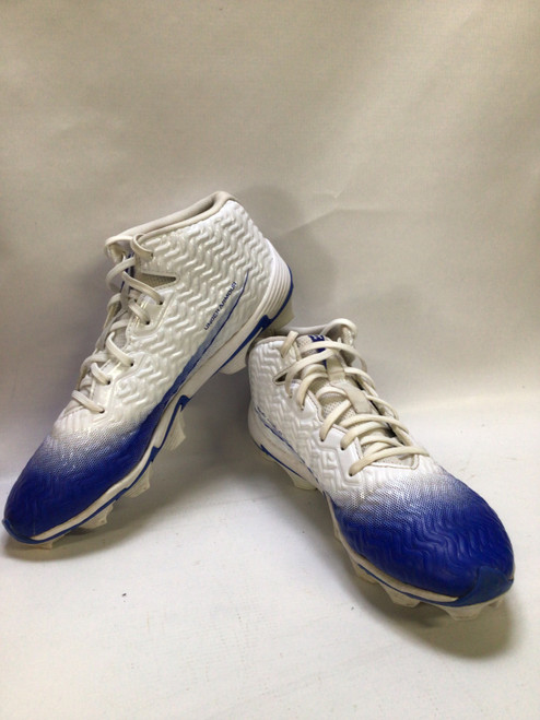 Vist Large View of Product Image Which is Used Under Armour Adult FB Cleats Silver/White/Royal Senior 9.5