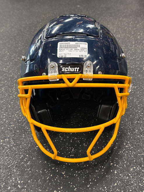 Vist Large View of Product Image Which is Used Schutt F7 LX1 YOUTH 2025 FB Helmet Navy Blue LG