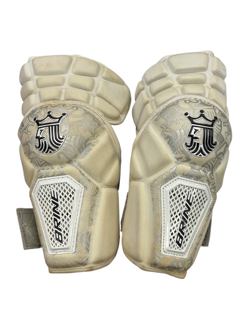 Vist Large View of Product Image Which is Used Brine KING Lacrosse Shin Guards White SM