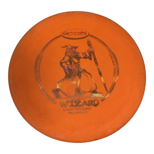 Vist Large View of Product Image Which is Used Gateway WIZARD Disc Golf Putter Orange