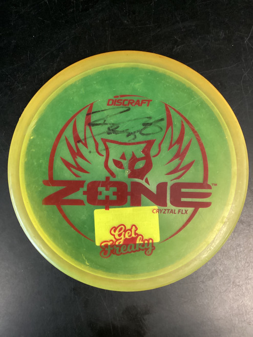 Vist Large View of Product Image Which is Used Discraft ZONE CRYSTAL FLX Disc Golf Mid Range Yellow 175g