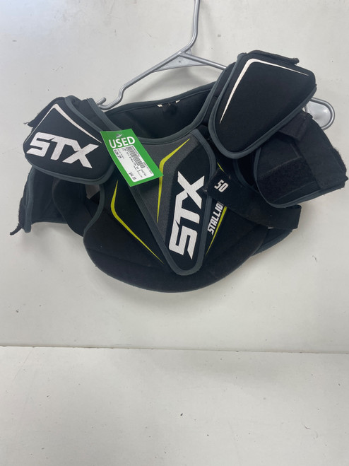 Vist Large View of Product Image Which is Used STX STALLION Lacrosse Shoulder Pads Black SM
