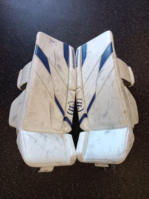 Vist Large View of Product Image Which is Used Warrior RITUAL G7 PRO 30+1 Goalie Leg Pads Inter White 30"