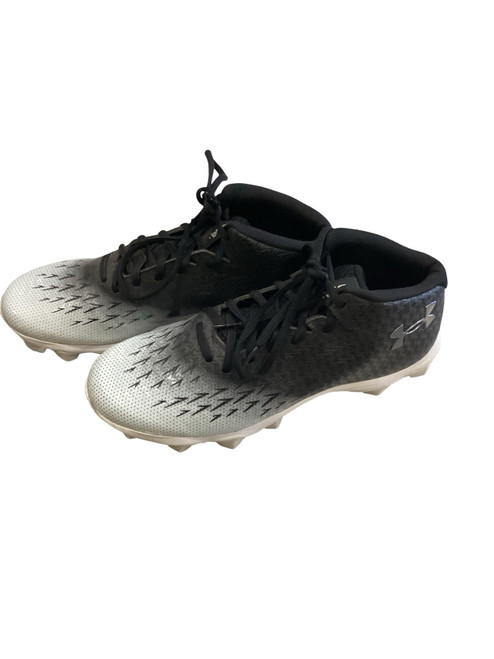 Vist Large View of Product Image Which is Used Under Armour UA BLACK AND WHITE BB/SB Cleats Black And White Senior 9