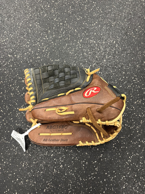 Vist Large View of Product Image Which is Used Rawlings RBG36BC BB/SB Glove LH Throw Brown 12 1/2"