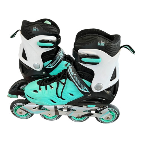 Vist Large View of Product Image Which is Used NATTORK INLINE SKATES Senior Rec Fitness Skates Teal Adjustable