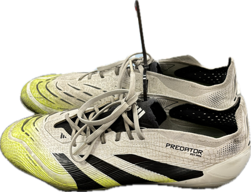 Vist Large View of Product Image Which is Used Adidas PREDATOR ELITE FG Soccer Cleats White/Black/Yellow Senior 9.5