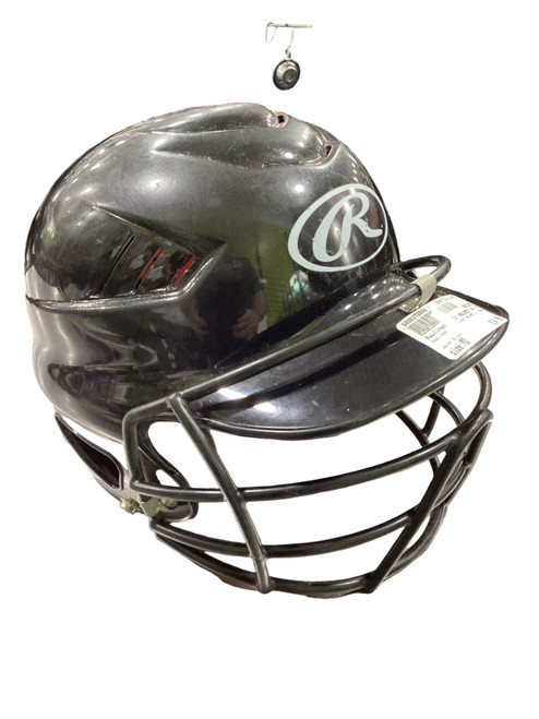 Vist Large View of Product Image Which is Used Rawlings BLACK HELMET W/ MASK Batting Helmet w/Mask Black MD
