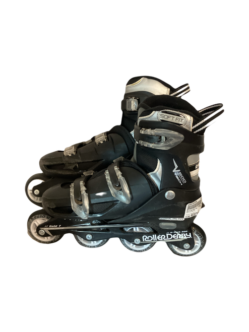 Vist Large View of Product Image Which is Used RollerDerby V500 TECH Senior Rec Fitness Skates Black Adjustable