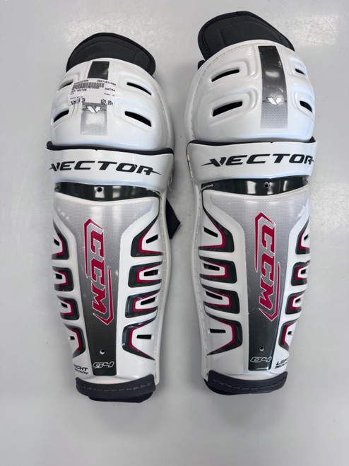 Vist Large View of Product Image Which is Used CCM VE Senior Shin Guards White 14"