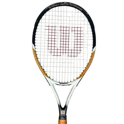 Vist Large View of Product Image Which is Used Wilson US OPEN Adult Tennis Racquet Black 4 1/2"