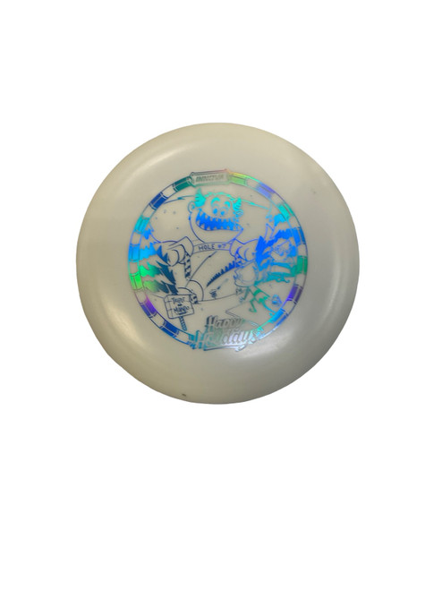 Vist Large View of Product Image Which is Used Innova DX BEAST HAPPY HOLIDAYS Disc Golf Driver White 166g