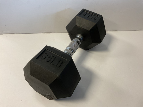 Vist Large View of Product Image Which is Used Rubber Hex Dumbbell Black 35 lb