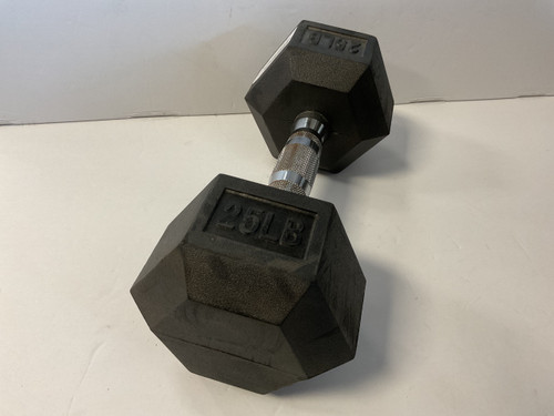Vist Large View of Product Image Which is Used Rubber Hex Dumbbell Black 25 lb