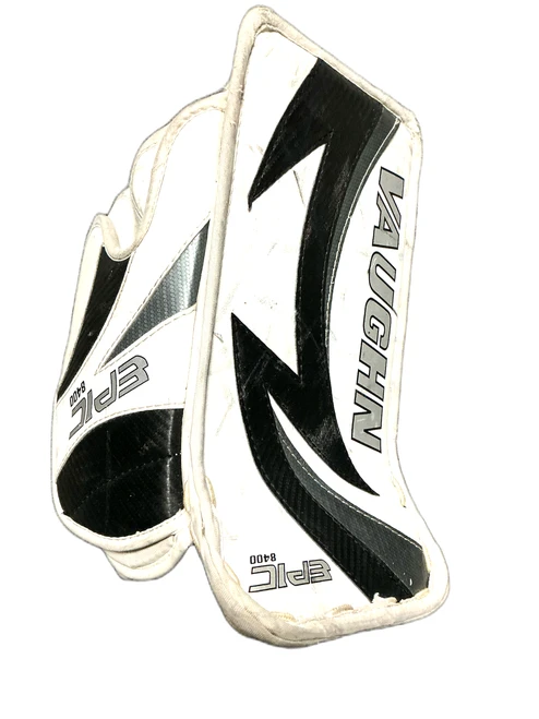 Vist Large View of Product Image Which is Used Vaughn EPIC 8400 Junior Goalie Blocker White And Silver