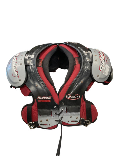 Vist Large View of Product Image Which is Used Riddell EVX FB Shoulder Pads Red Youth