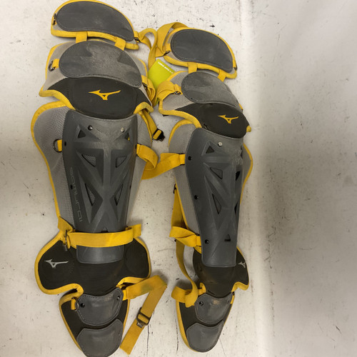 Vist Large View of Product Image Which is Used Mizuno SAMURAI Women’s 16” Catchers Leg Guards Black And Yellow Adult