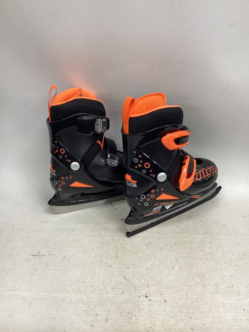 Vist Large View of Product Image Which is Used Lake Placid NITRO Boys Softboot Skate Black And Orange Adjustable