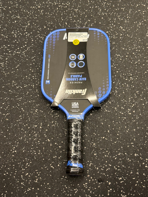 Vist Large View of Product Image Which is Used Franklin PREMIER RAW CARBON Pickleball Racquet Royal Blue