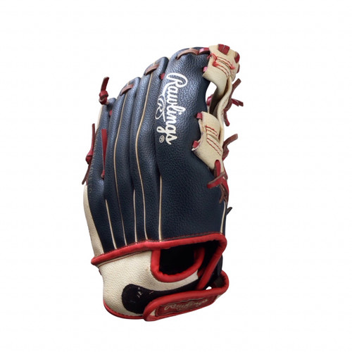 Vist Large View of Product Image Which is Used Rawlings PLAYERS SERIES WPL110NWS BB/SB Glove RH Throw White/Red/Navy 11"