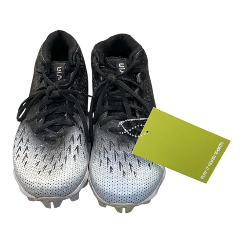 Vist Large View of Product Image Which is Used Under Armour 8 BLK/WHITE BB/SB Cleats Black Senior 8
