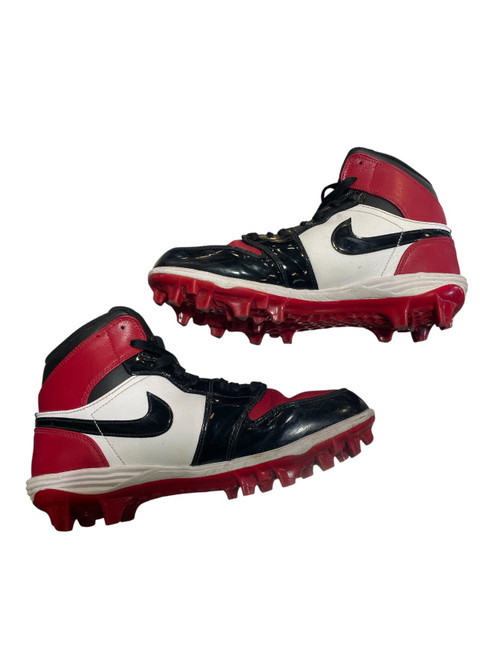 Vist Large View of Product Image Which is Used Nike JORDAN 1 HIGH Adult FB Cleats White/Black/Red Senior 9