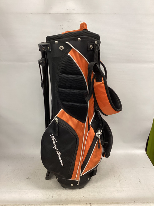 Vist Large View of Product Image Which is Used Tommy Armour HOT SCOT Jr Stand Bag Black And Orange