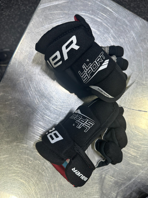 Vist Large View of Product Image Which is Used Bauer LIL SPORT Youth Gloves Black 8"