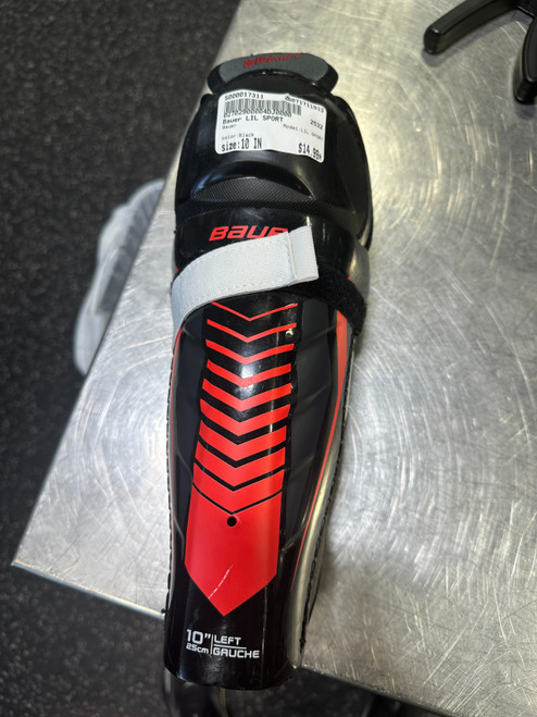 Vist Large View of Product Image Which is Used Bauer LIL SPORT Youth Shin Guards Black 10"