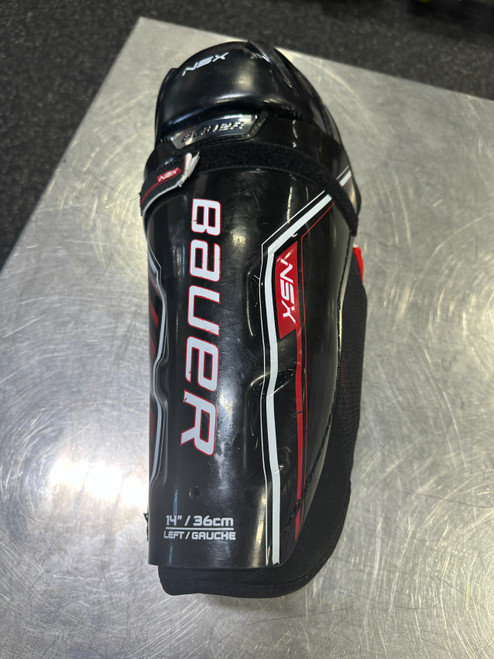 Vist Large View of Product Image Which is Used Bauer NSX Senior Shin Guards Black 14"