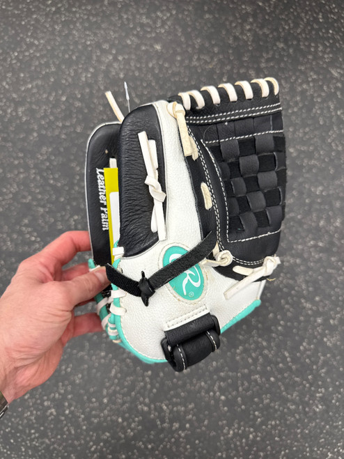 Vist Large View of Product Image Which is Used Rawlings FP110BW LH Throw Fastpitch Gloves Black 11"
