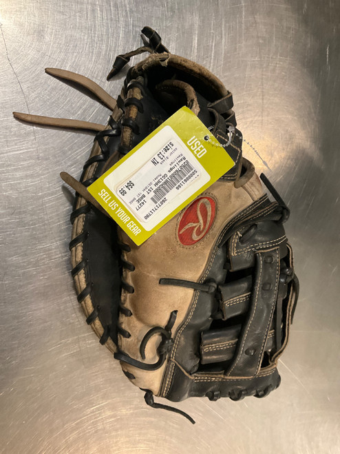 Vist Large View of Product Image Which is Used Rawlings GG13HH 1ST BASE RH Throw Fastpitch Gloves Black 13"