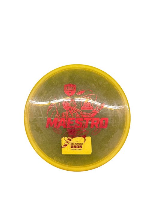 Vist Large View of Product Image Which is Used Discmania MAESTRO ACTIVE PREMIUM Disc Golf Mid Range Yellow
