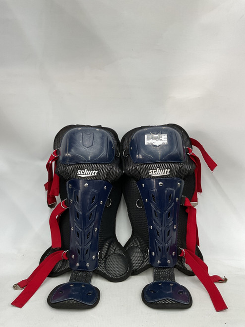 Vist Large View of Product Image Which is Used Schutt CATCHER SHINS Catchers Leg Guards Navy Blue Adult